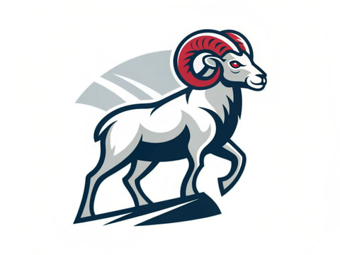 Ram Head, Fierce Stare Mascot Front View