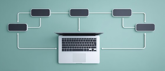Data Flow Diagram for Process Decomposition with Laptop Illustration
