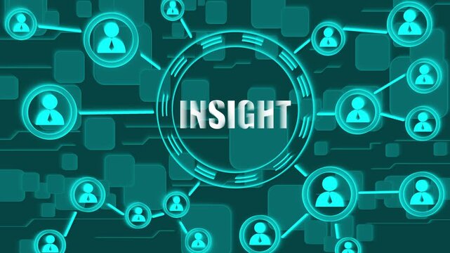 Insight Concept with Human Icons and Digital Network Connections Insight, understanding, knowledge, information, data, analysis, business, technology, network, connection, communication