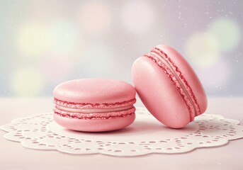 Obraz premium Pretty Pink Macarons Pastel Dreamy Delight Sweet Treats Bakery Goodies