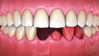 Missing tooth depicted in a dental model.