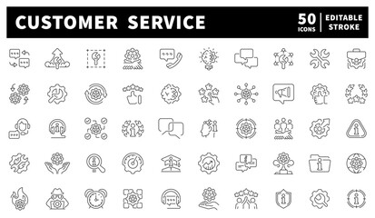Customer service vector icons in line style. Customer service related icons