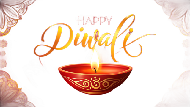 Happy Diwali Elegant Calligraphy Design on Transparent Background
