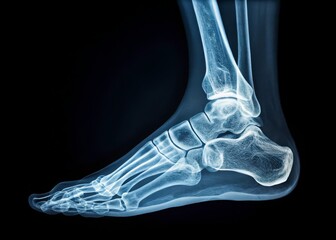 Naklejka premium X-ray of human foot and ankle bones detailed anatomy medical imaging science healthcare
