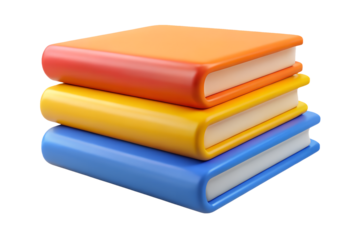 Stack of colorful books isolated on transparent background for education concept