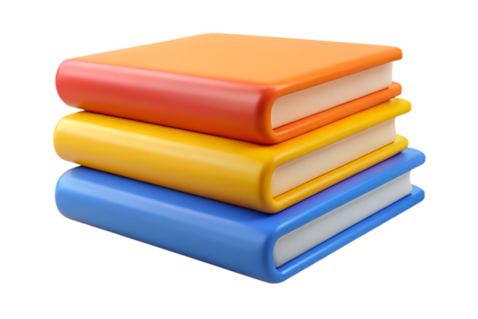 Stack of colorful books isolated on transparent background for education concept