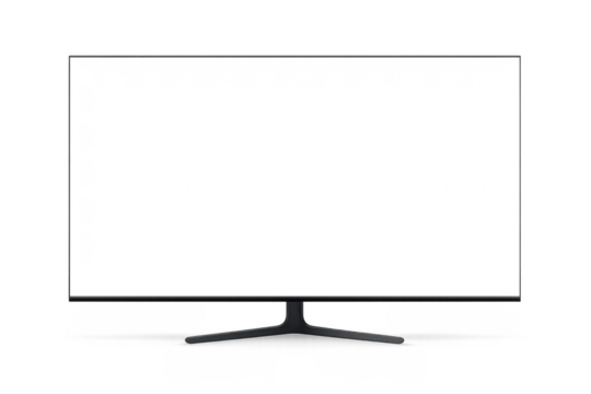 Realistic TV screen mockup with transparent background showing modern device