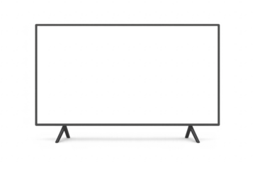 Realistic TV screen mockup with transparent background displaying checkered pattern