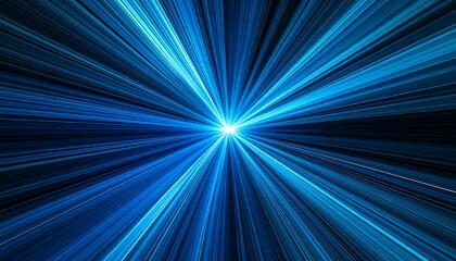 A vibrant display of radiating blue light rays against a dark backdrop, showcasing a dynamic and powerful visual effect.