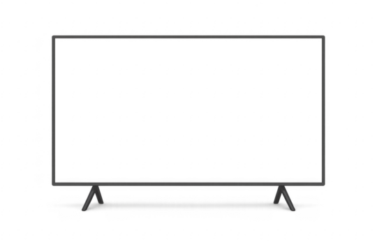 Realistic TV screen mockup with transparent background displaying checkered pattern