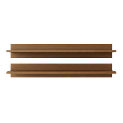 Pair of empty wooden floating wall shelves © PNG Lab