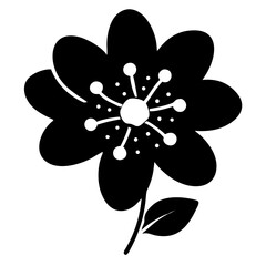 Minimal Black Floral Bloom Illustration