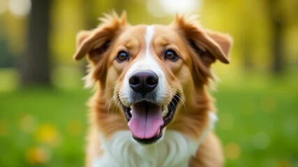 Close-up shot of a dog with its mouth open, useful for illustrating dental health or animal behavior