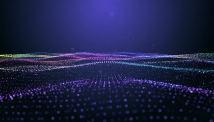 abstract multicolored curve chart on purple background, tech concept