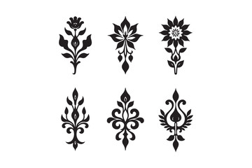 Elegant black floral ornaments and decorative flourishes