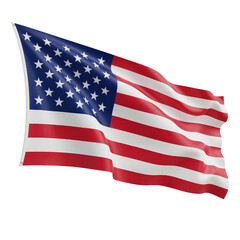 Fototapeta premium Waving american flag isolated on transparent background