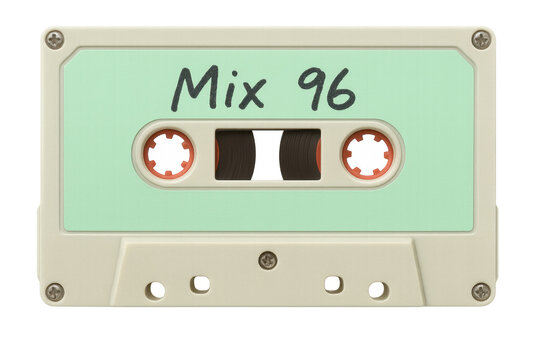 Vintage audio cassette tape mix from 1996 isolated on transparent background - Powered by Adobe