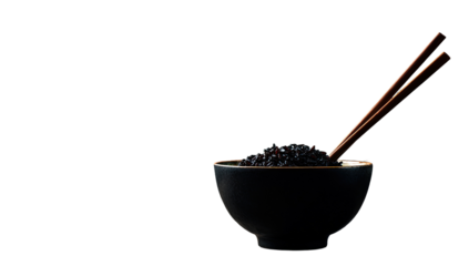 Dark bowl of black rice, chopsticks