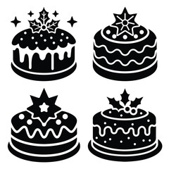 christmas cake vector icon set