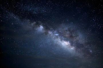 Fototapeta premium minimalist view capturing night sky with glimmering stars and distant milky way enveloped by dark vastness offers ample