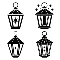 christmas lantern vector icon set © SailoBala