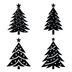 christmas tree vector icon set