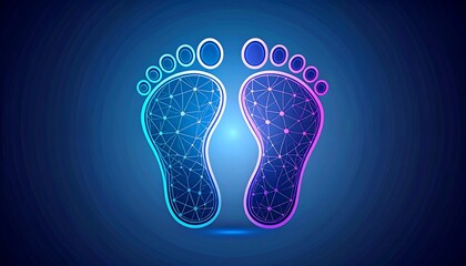 Digital footprint design with a network of interconnected points.