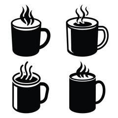 hot chocolate mug vector icon set