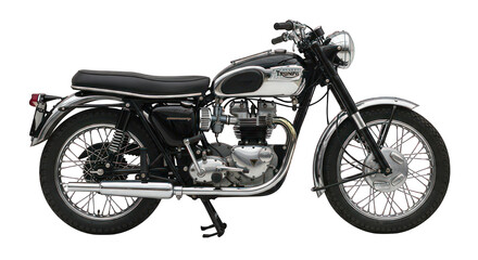 Obraz premium Classic black motorcycle with chrome accents, side view