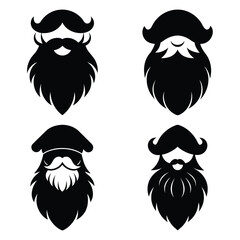 santa beard vector icon set
