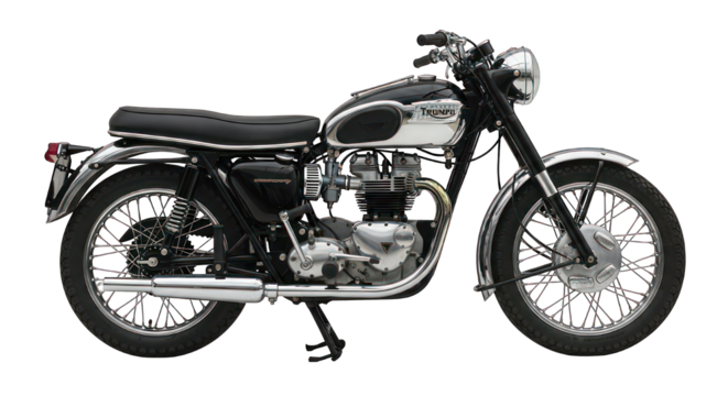 Classic black motorcycle with chrome accents, side view