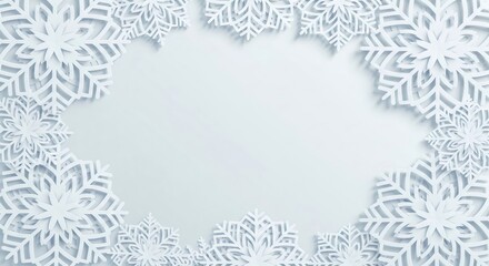 Christmas background with paper snowflakes creating a frame