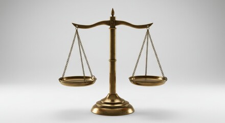 Antique Bronze Justice Scale Isolated on White Background Legal Symbol of Equality, Fair Trial, and Court Balance in Law and Order Concep
