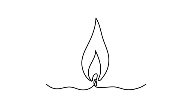 Minimalist vector drawing of a candle and flame in a single line.