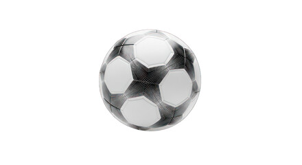 Naklejka premium Grayscale soccer ball, white pentagons, dark hexagons, on a black background