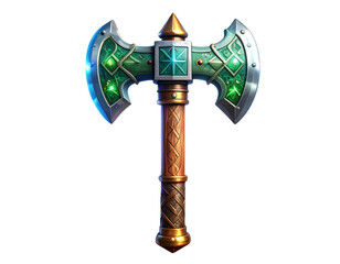 Fantasy Thor Hammer with Lightning Glow Mythical Weapon Illustration Isolated on Transparent Background