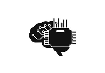 Artificial Intelligence Brain Chip Technology Icon