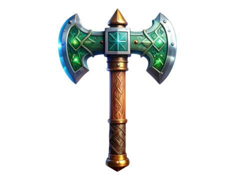 Fantasy Thor Hammer with Lightning Glow Mythical Weapon Illustration Isolated on Transparent Background