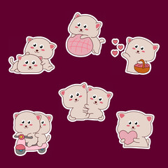 Cute kitten sticker set adorable cat illustrations
