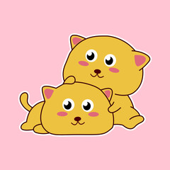 Adorable cartoon kitten stickers playful and cute character 