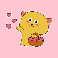 Adorable cartoon kitten stickers playful and cute character 