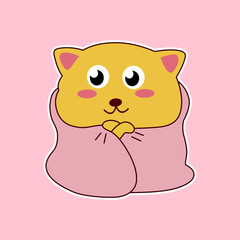 Adorable cartoon kitten stickers playful and cute character 