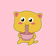Adorable cartoon kitten stickers playful and cute character 