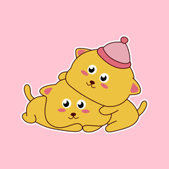 Adorable cartoon kitten stickers playful and cute character 