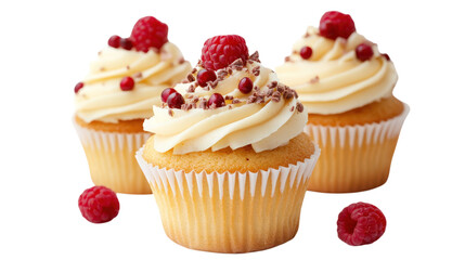 Raspberry Cupcakes with Cream isolated on a Transparent Background