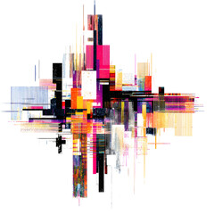 Retro Glitch Shape Abstract Digital Distorted Design