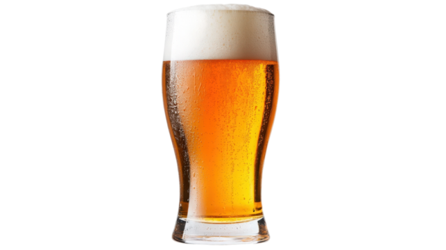 Refreshing Beer Glass with Frothy Head isolated on a Transparent Background