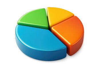 Obraz premium Colorful 3D pie chart with four distinct segments isolated on transparent background