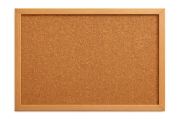 Empty cork board with wooden frame isolated on transparent background