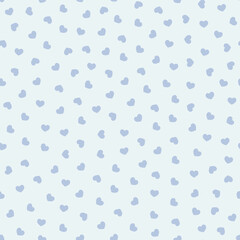 Vector illustration. Seamless pattern of small blue hearts on a light blue background. Textile printing, romantic design for fabric, wallpaper, textile, wrapping paper, Valentine's Day background